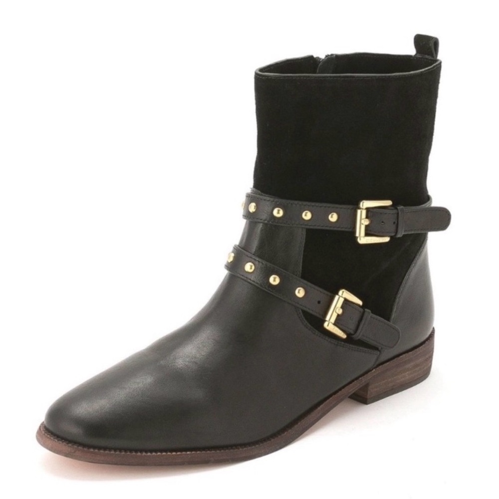 Coach Black Lilliana Leather/Suede Ankle Boots/Booties Size 8.5